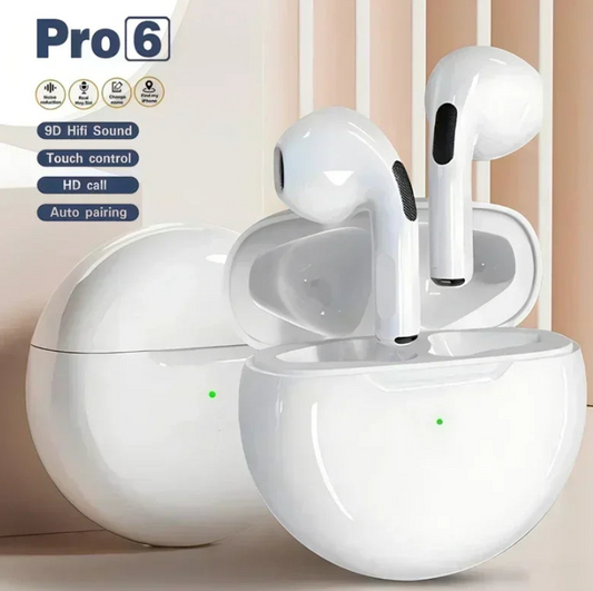 Experience True Wireless Freedom with Pro 6 Earbuds: 9D HiFi Sound, Touch Control, and More