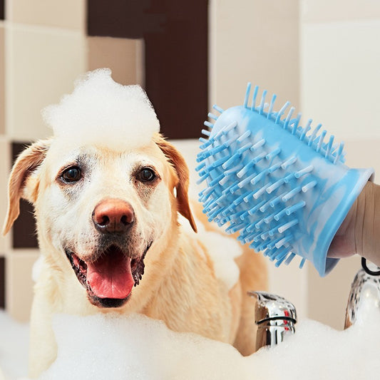 2-in-1 Dog Paw Cleaner & Bath Brush – Portable Silicone Grooming Cup – grooming kit