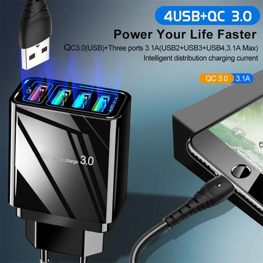 30W USB Wall Charger – 4-Port Fast Charging Station with Smart Chip – power-bank