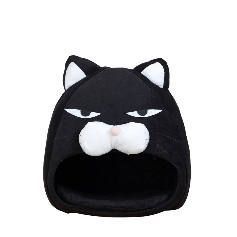Cozy Black Cat House Bed β Foldable, Washable & Year-Round Comfort for Small Pets