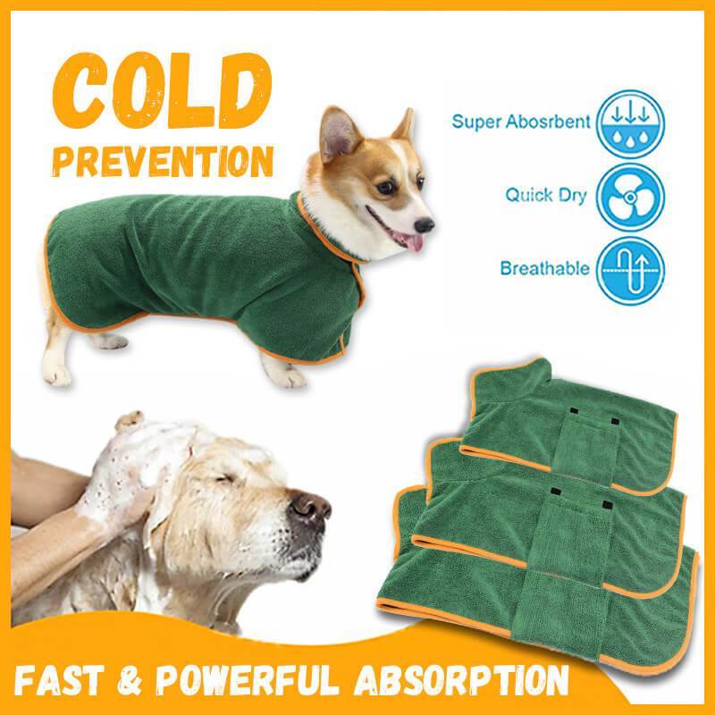 Super Absorbent Dog Bathrobe Towel – Quick-Dry Microfiber Pet Drying Coat