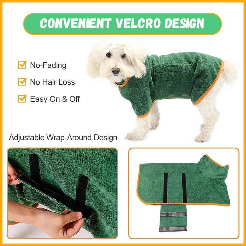 Super Absorbent Dog Bathrobe Towel – Quick-Dry Microfiber Pet Drying Coat