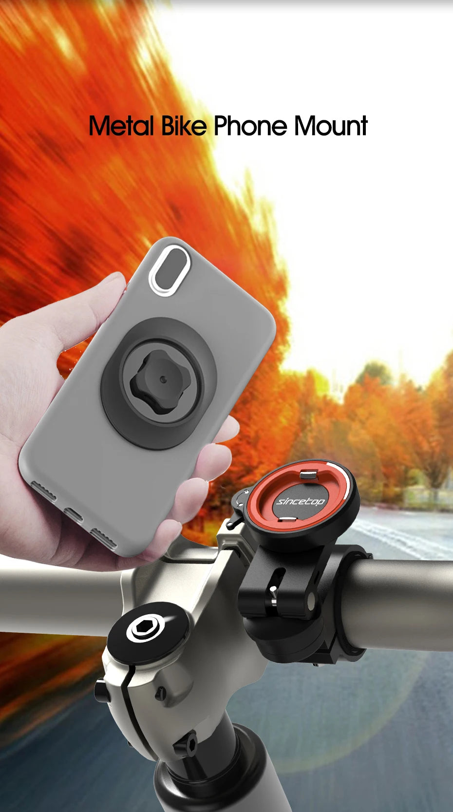 SINCE TOP Universal Bike & Motorcycle Phone Mount – Quick Release, 360° Rotation