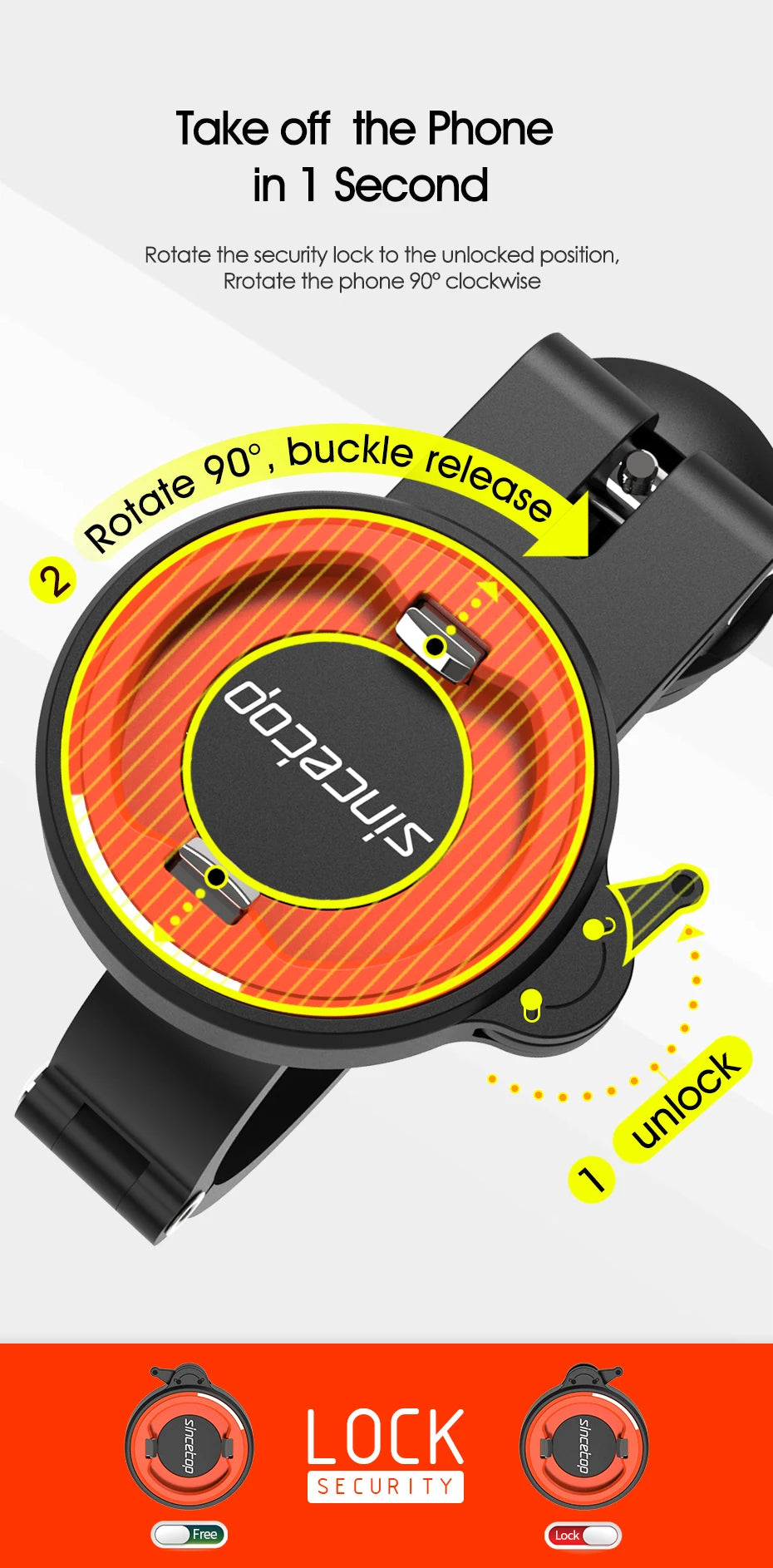 SINCE TOP Universal Bike & Motorcycle Phone Mount – Quick Release, 360° Rotation