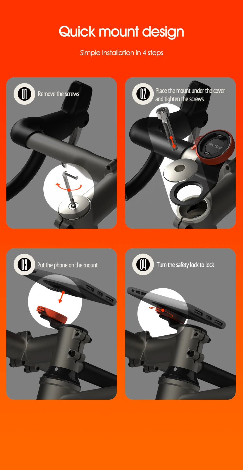 SINCE TOP Quick Mount Phone Holder – Motorcycle & Bike iPhone Mount