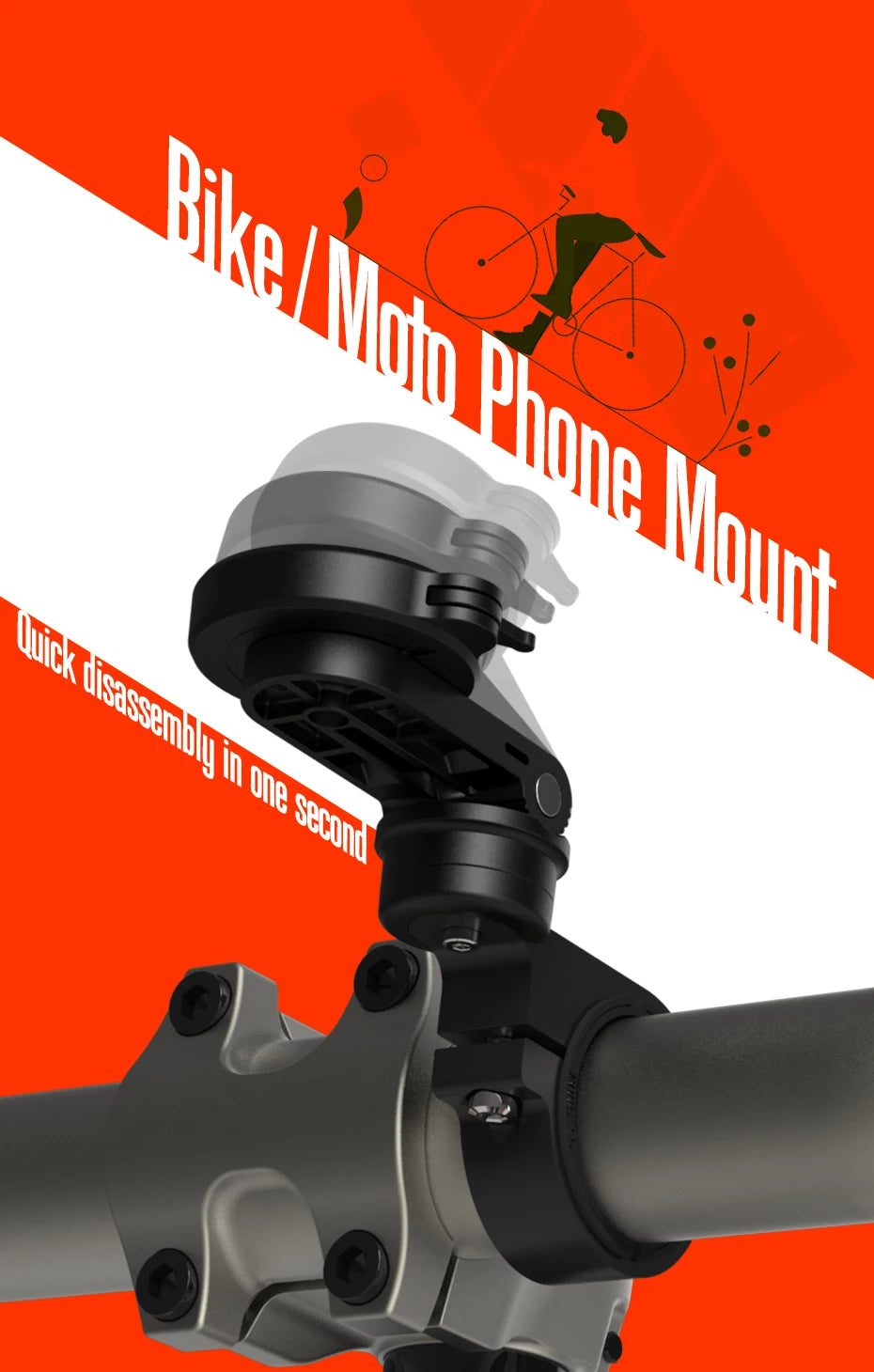 SINCE TOP Universal Bike & Motorcycle Phone Mount – Quick Release, 360° Rotation