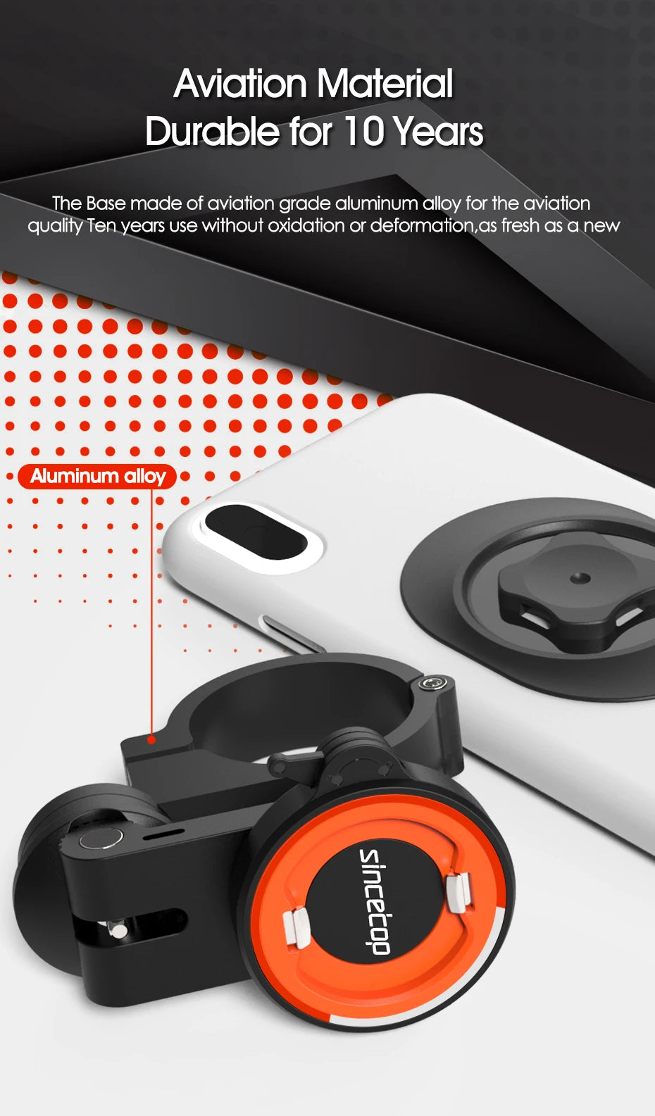 SINCE TOP Universal Bike & Motorcycle Phone Mount – Quick Release, 360° Rotation