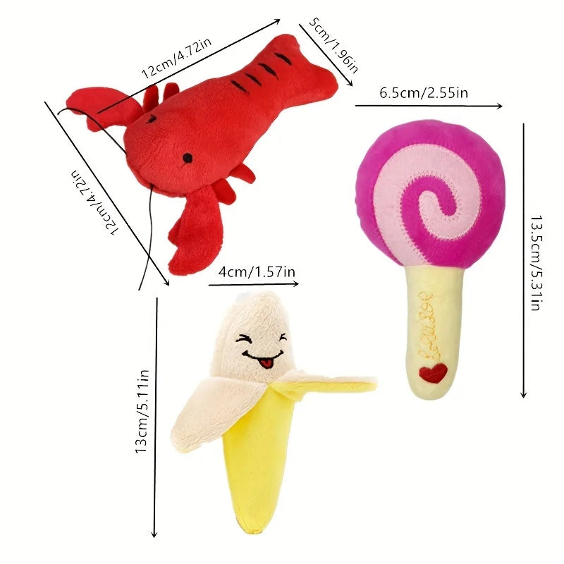“10pcs Plush Puppy Teething Toys – Squeaky Fruit & Veggie Chew Set”