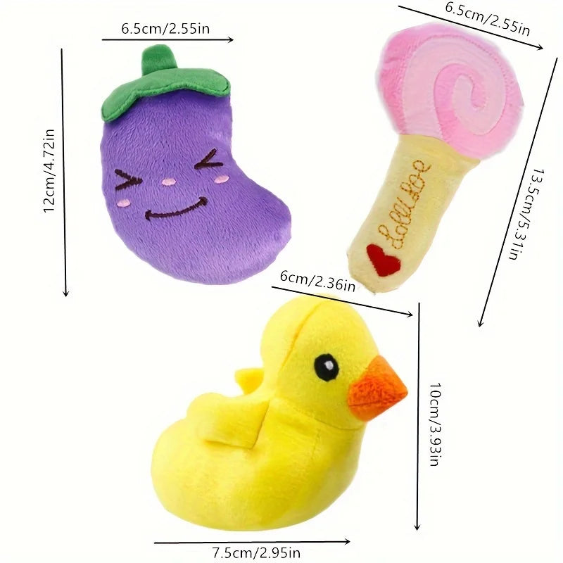 “10pcs Plush Puppy Teething Toys – Squeaky Fruit & Veggie Chew Set”