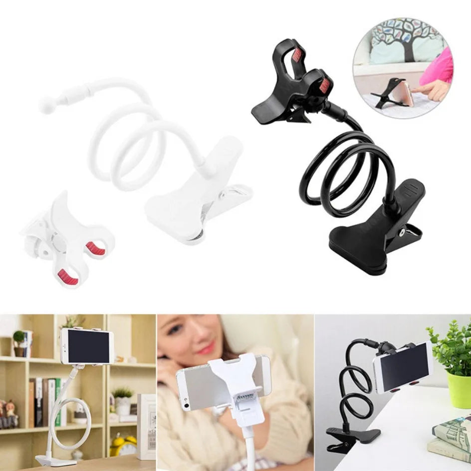 Flexible 28" Gooseneck Phone Holder – 360° Lazy Clip Stand for Bed & Desk
