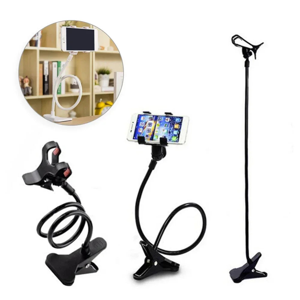 Flexible 28" Gooseneck Phone Holder – 360° Lazy Clip Stand for Bed & Desk