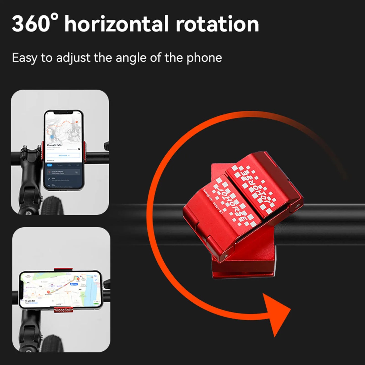 Ring Design Bike Phone Mount – 360° Rotation, Aluminum Alloy, Universal Fit