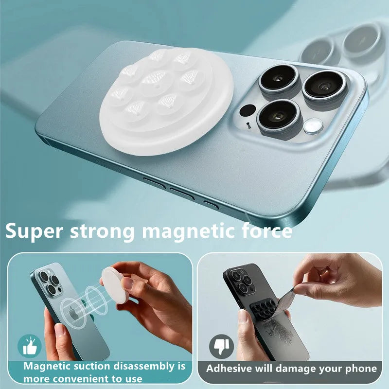 Octo Buddy Magnetic Grip Stand – MagSafe Silicone Holder for iPhone 12–15 Series