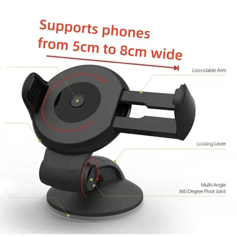 Universal Car Phone Holder – Windshield & Dashboard Suction Mount