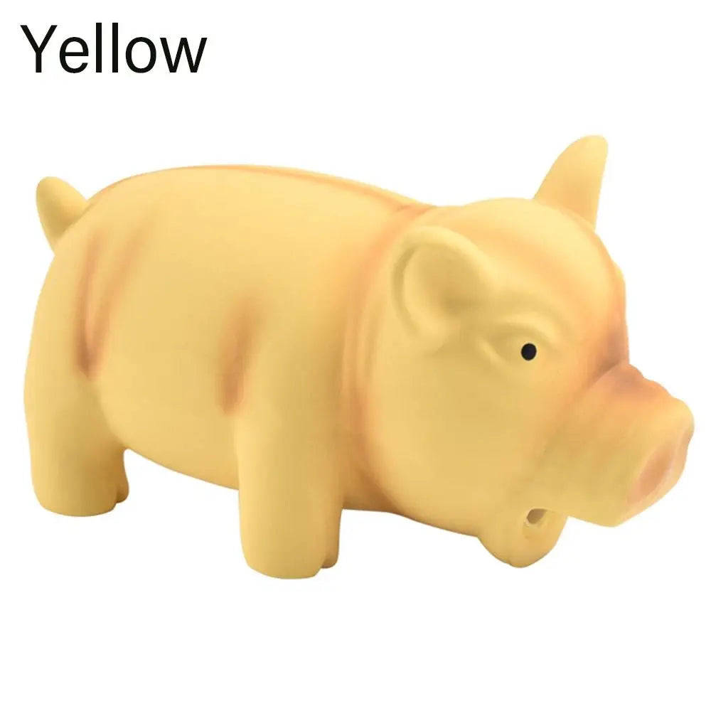 “Latex Squeaky Pig Chew Toy – Grunting Dog Toy for Dental Health & Fun”