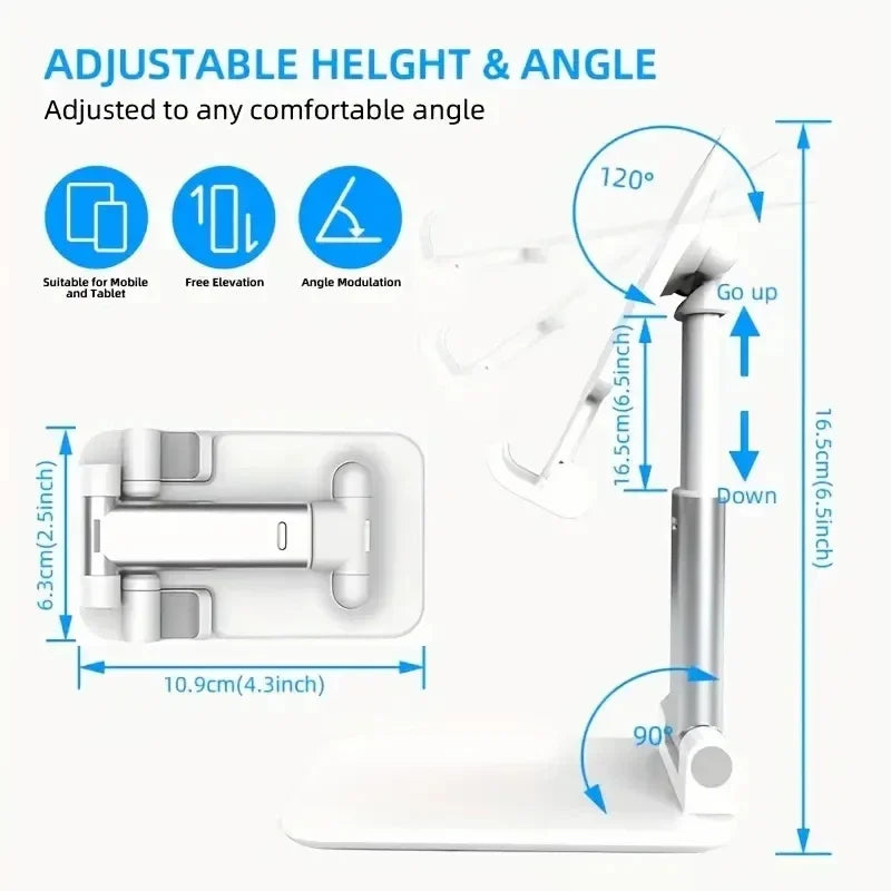 Adjustable Telescopic Phone & Tablet Stand – Foldable & Ergonomic Desk Holder