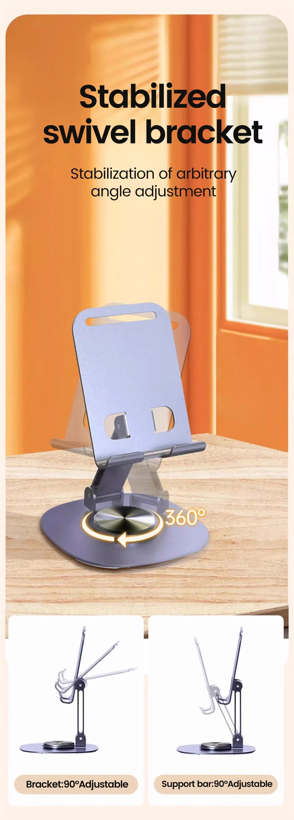 Elough 360° Rotation Metal Tablet & Phone Holder – Universal Folding Desktop Stand