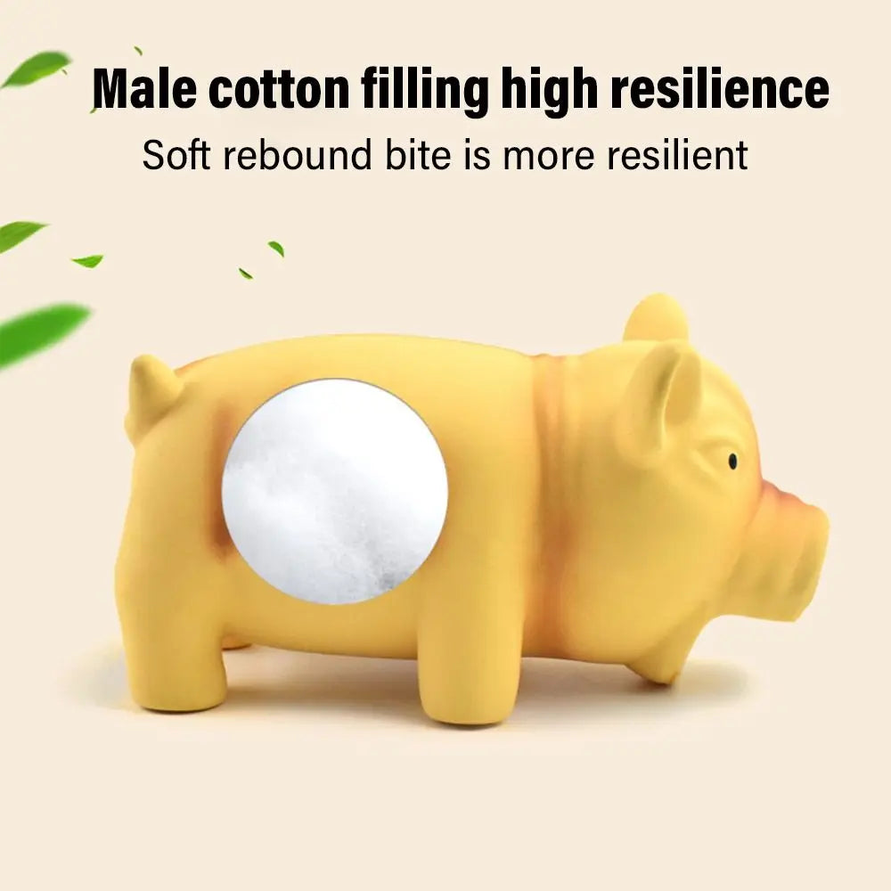 “Latex Squeaky Pig Chew Toy – Grunting Dog Toy for Dental Health & Fun”