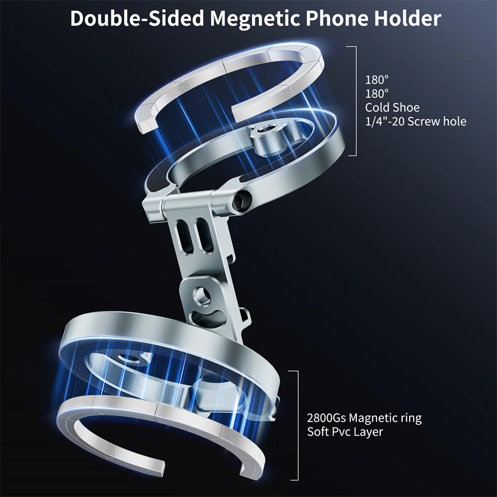 “VRIG Dual Magnetic Phone Holder – MagSafe, Tripod Mount, 360° Foldable”