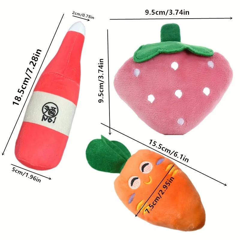 “10pcs Plush Puppy Teething Toys – Squeaky Fruit & Veggie Chew Set”