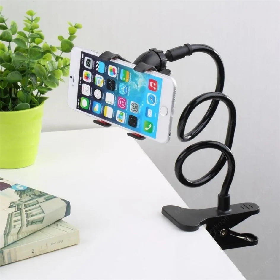 Flexible 28" Gooseneck Phone Holder – 360° Lazy Clip Stand for Bed & Desk