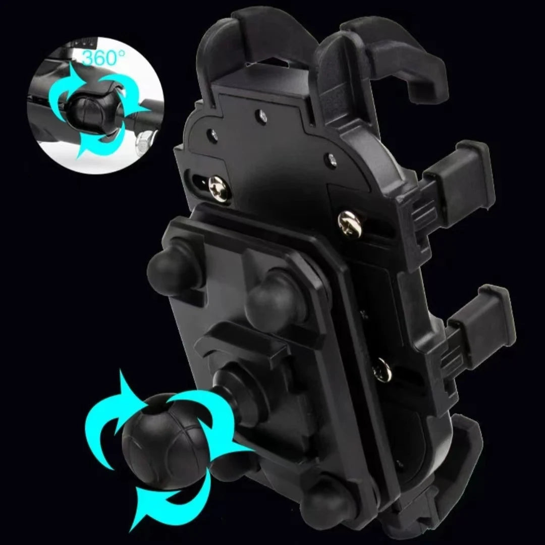 Motorcycle Phone Holder – Shock Absorber & 360° Adjustable Mount