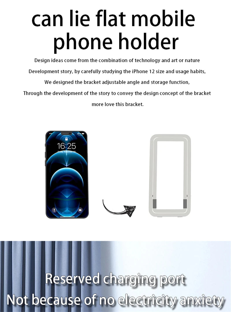 Foldable Lazy Phone Stand – Adjustable Desktop Holder for iPhone & Android