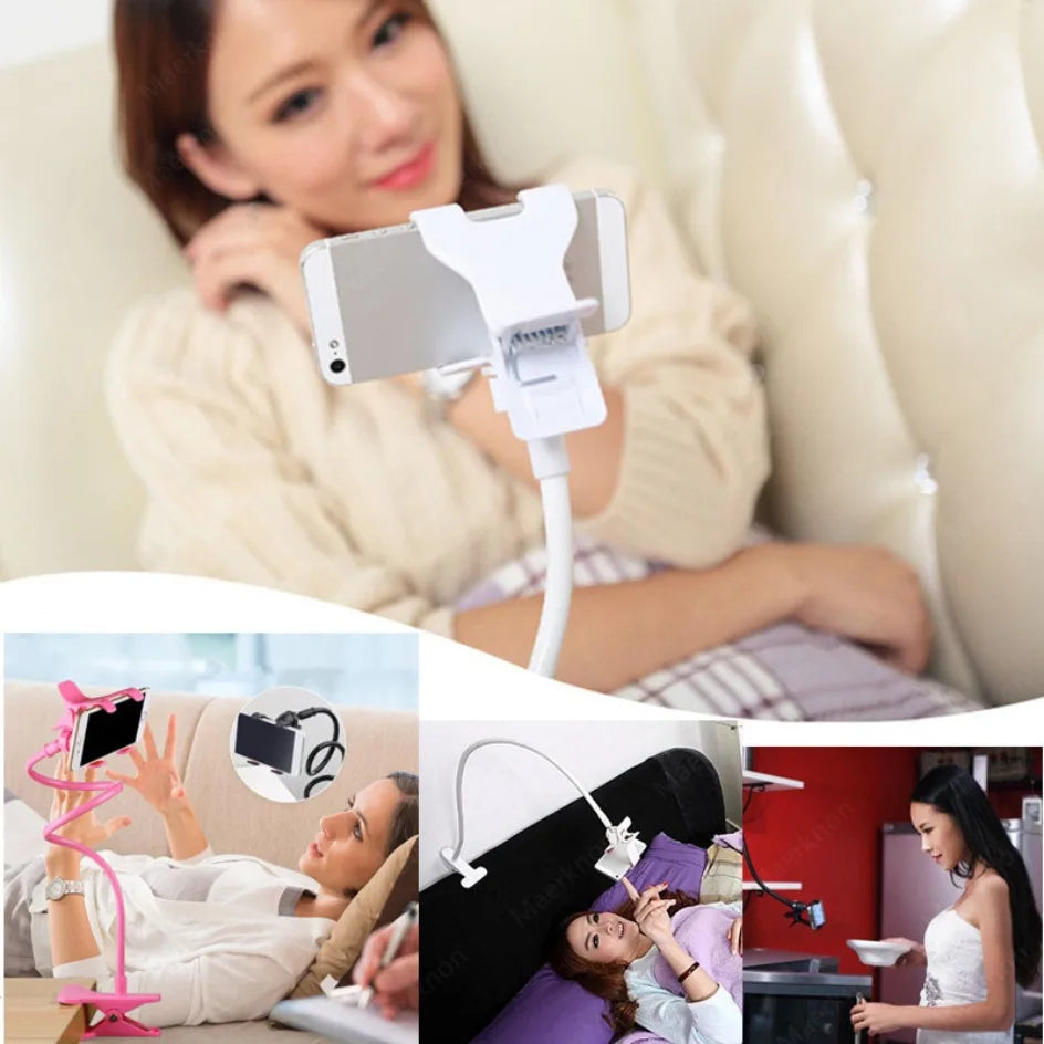 Flexible 28" Gooseneck Phone Holder – 360° Lazy Clip Stand for Bed & Desk