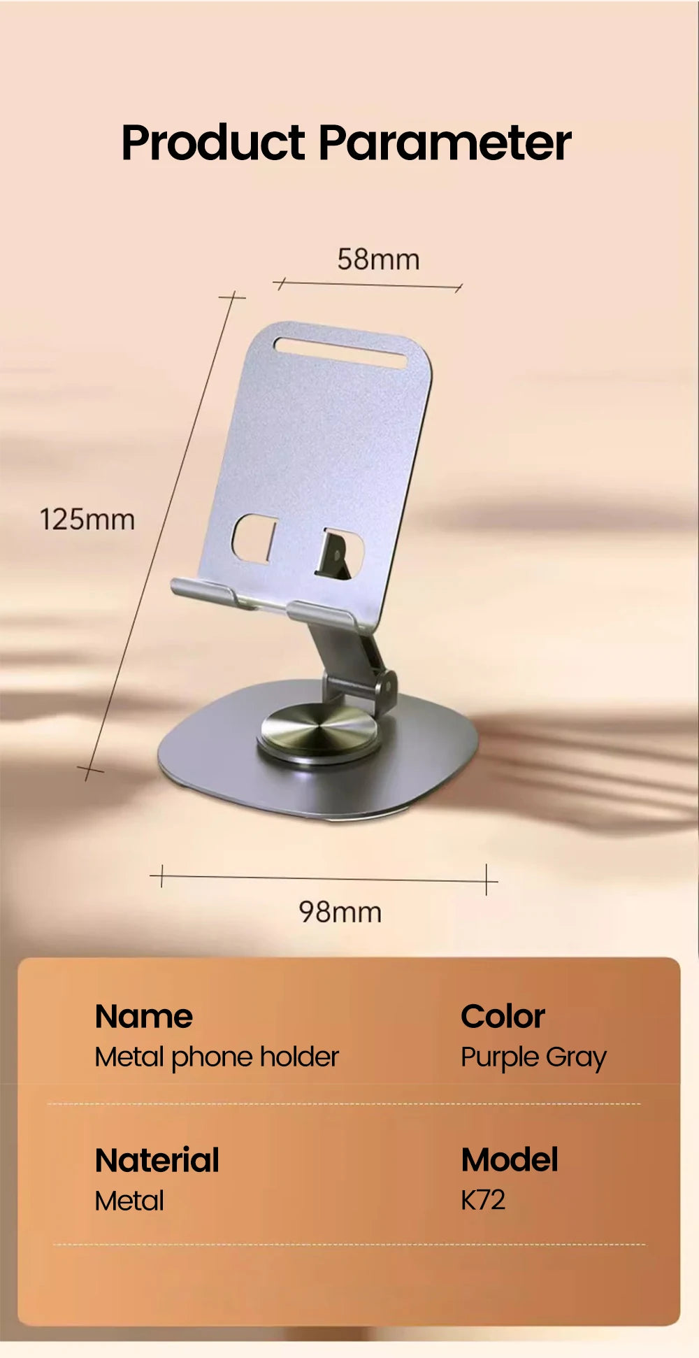 Elough 360° Rotation Metal Tablet & Phone Holder – Universal Folding Desktop Stand