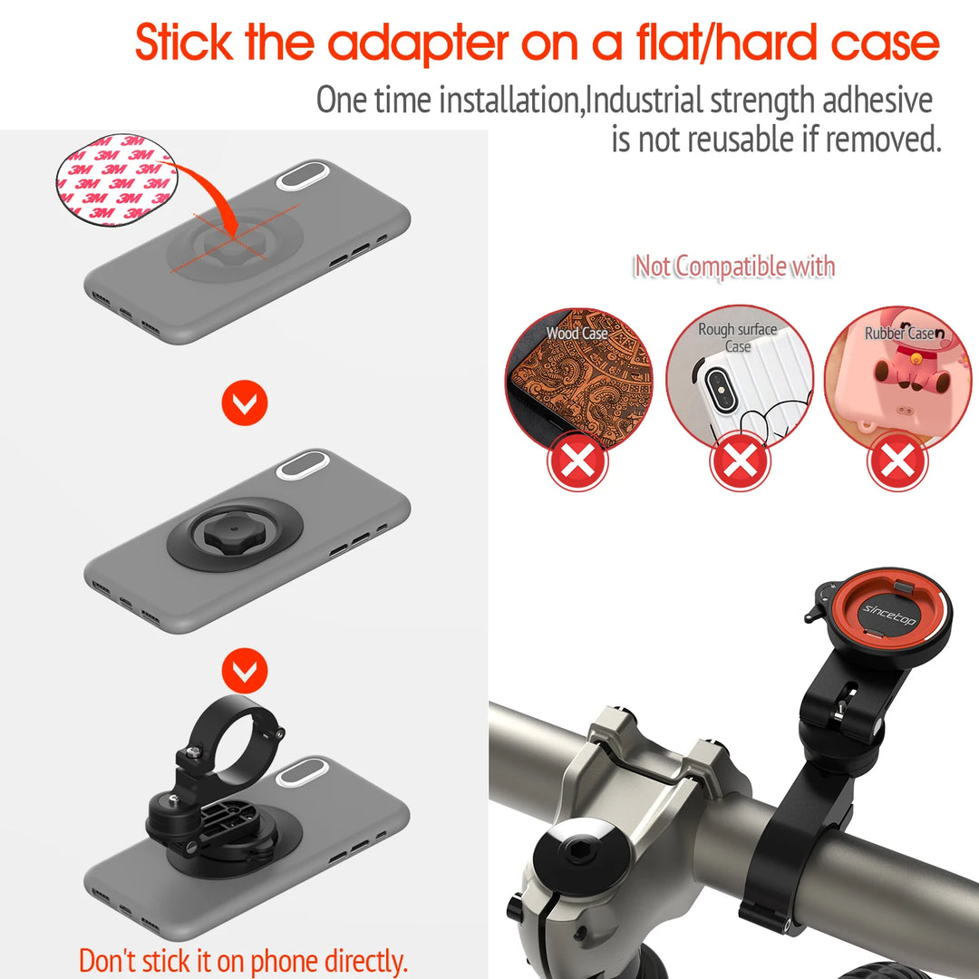SINCE TOP Universal Bike & Motorcycle Phone Mount – Quick Release, 360° Rotation