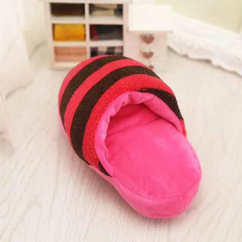 “Plush Slipper Squeaky Toy for Dogs & Cats – Chew & Play Interactive Pet Toy”