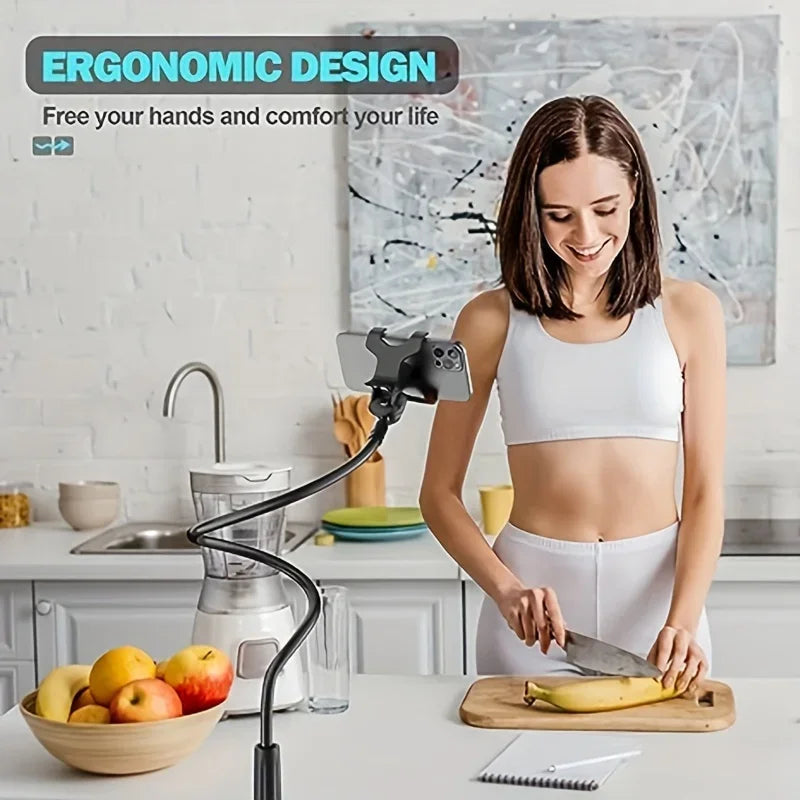 Flexible Gooseneck Phone Holder – 360° Lazy Bracket for Bed, Desk & Kitchen