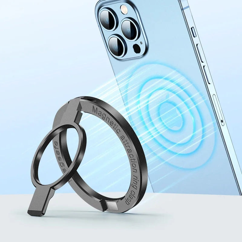 “Magsafe Foldable Phone Ring Stand – Alloy Magnetic Holder for iPhone”