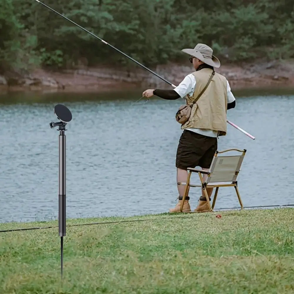 Magnetic Ground-Insert Phone Stand – Extendable Outdoor Tripod for Golf & Fishing