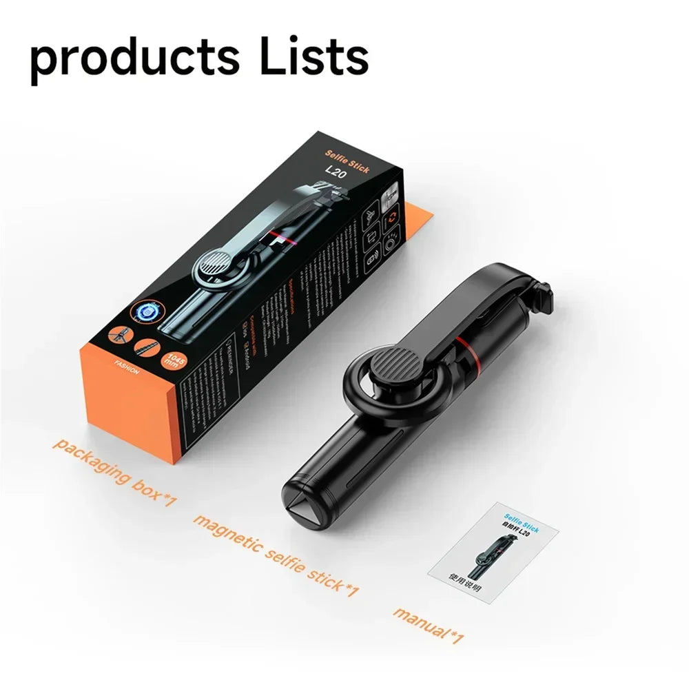“L20 Magsafe Selfie Stick Tripod – Bluetooth, Cold Shoe, Extendable”