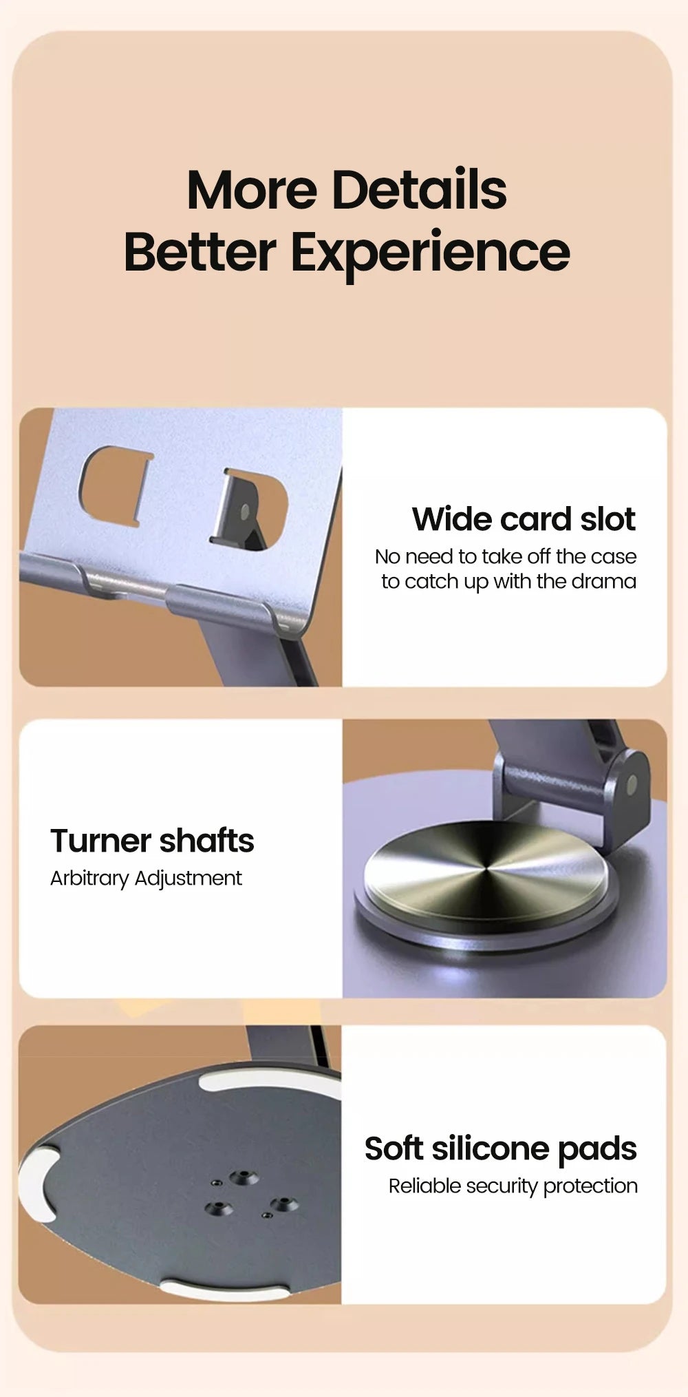 Elough 360° Rotation Metal Tablet & Phone Holder – Universal Folding Desktop Stand