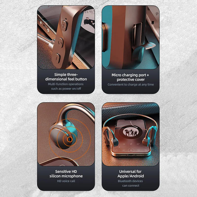K69 Bone Conduction Wireless Earphones – Open-Ear Bluetooth Headset for Safe Outdoor Listening