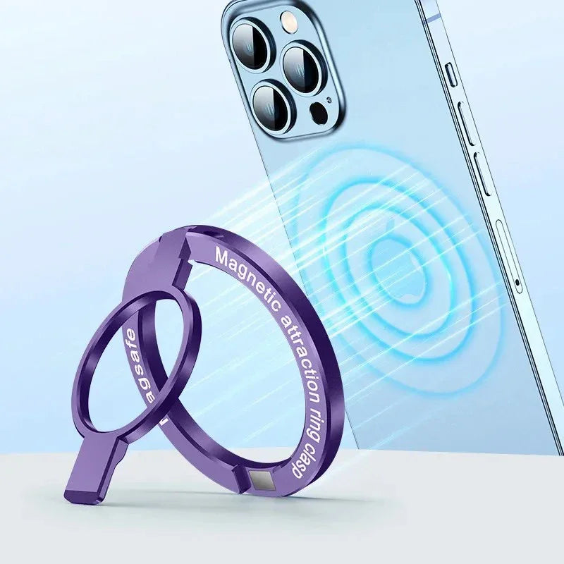“Magsafe Foldable Phone Ring Stand – Alloy Magnetic Holder for iPhone”