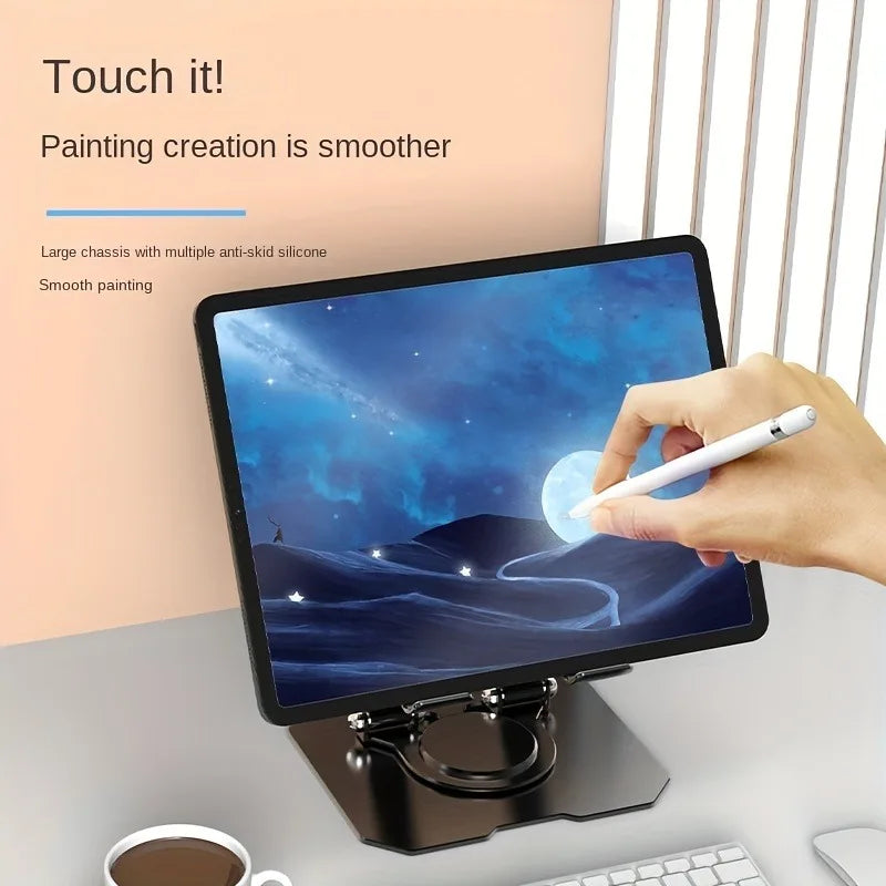 “360° Rotating Tablet Stand – Foldable Aluminum Holder for iPad”