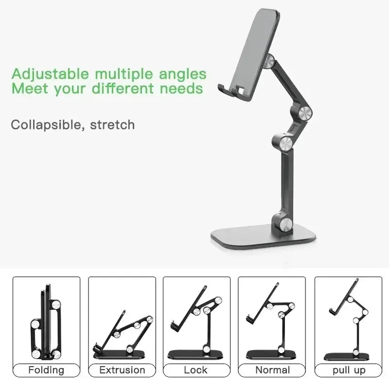 VIKEFON 3-Section Foldable Phone Stand – Adjustable Desk Holder for Smartphones & Tablets