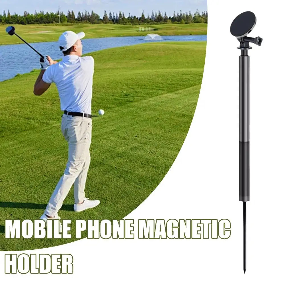 Magnetic Ground-Insert Phone Stand – Extendable Outdoor Tripod for Golf & Fishing