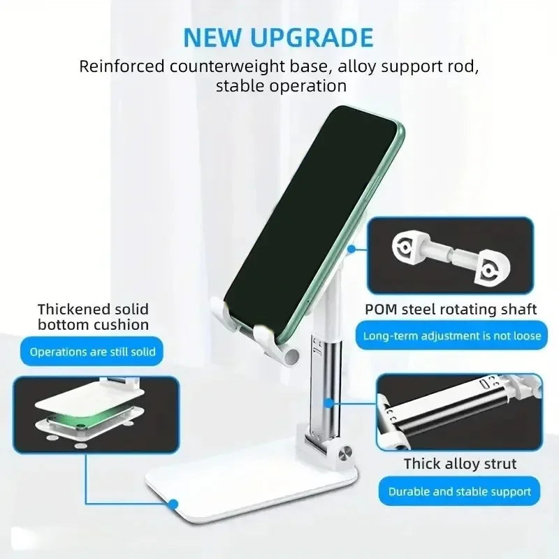 Adjustable Telescopic Phone & Tablet Stand – Foldable & Ergonomic Desk Holder