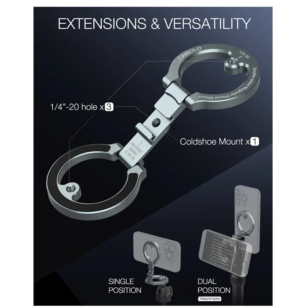 “VRIG Dual Magnetic Phone Holder – MagSafe, Tripod Mount, 360° Foldable”