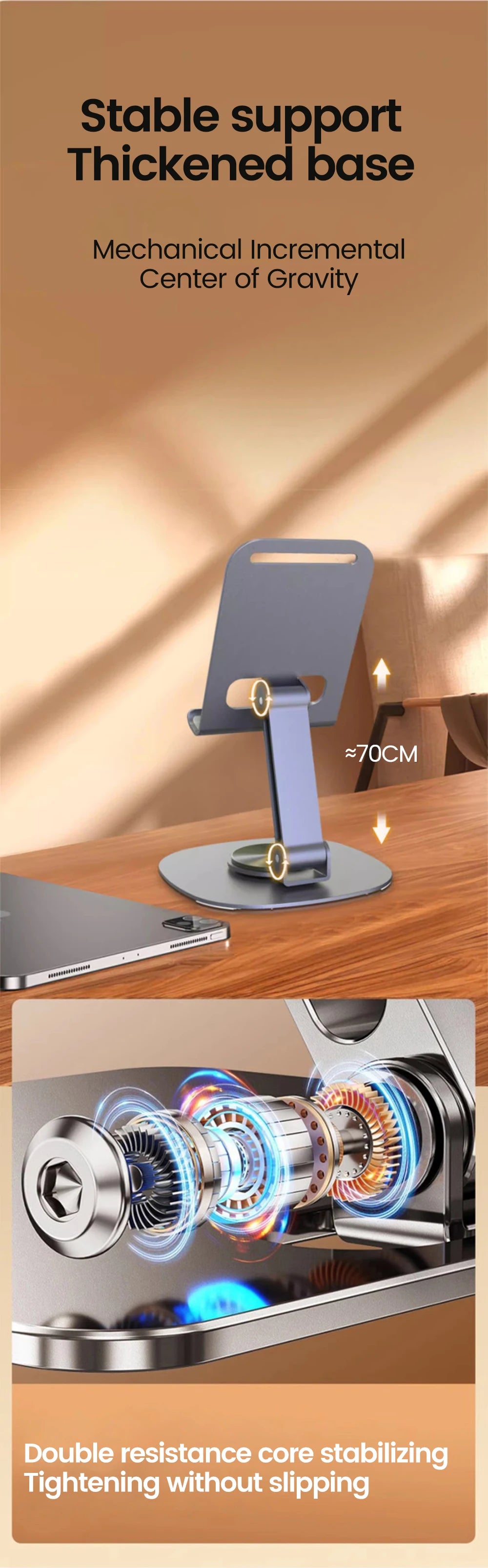 Elough 360° Rotation Metal Tablet & Phone Holder – Universal Folding Desktop Stand