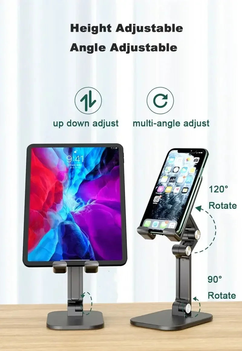 VIKEFON 3-Section Foldable Phone Stand – Adjustable Desk Holder for Smartphones & Tablets