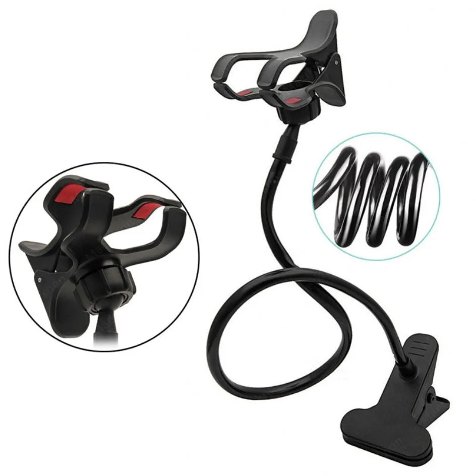 Flexible 28" Gooseneck Phone Holder – 360° Lazy Clip Stand for Bed & Desk