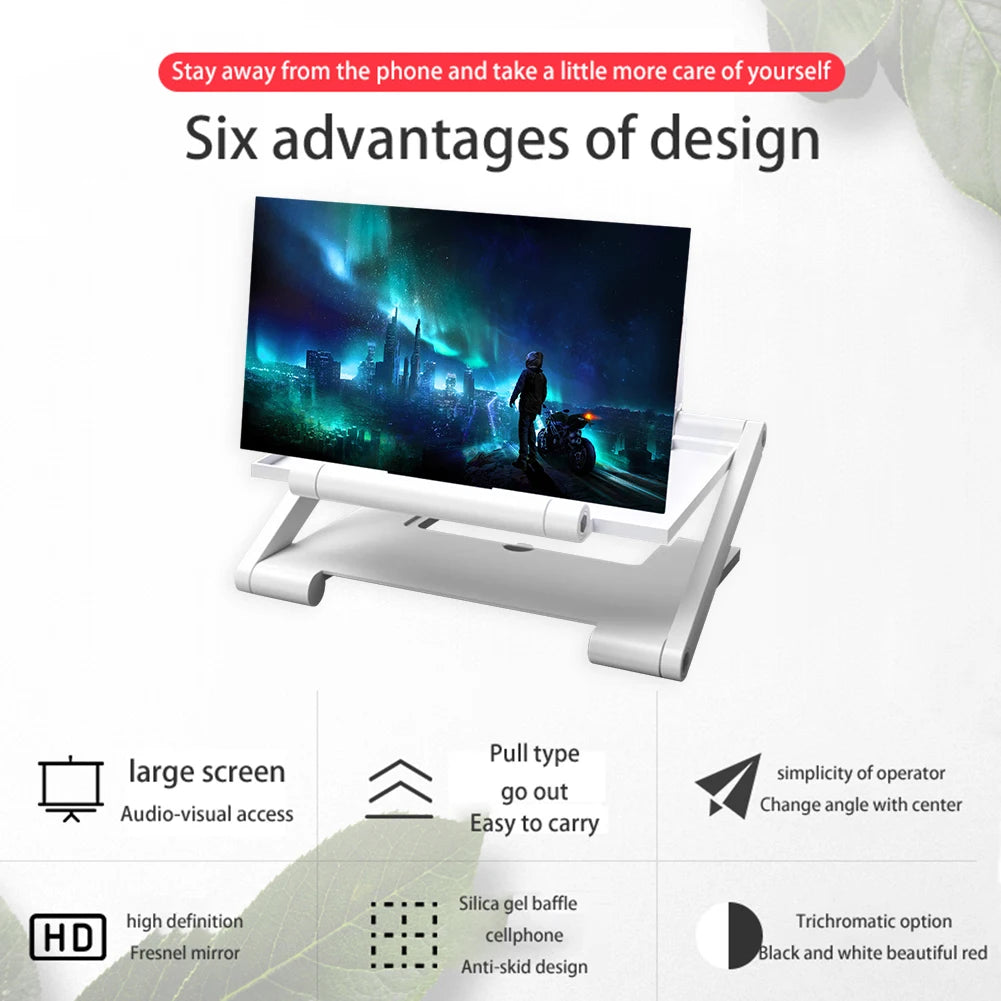8-Inch 3D HD Phone Screen Magnifier – Foldable Smartphone Amplifier Stand