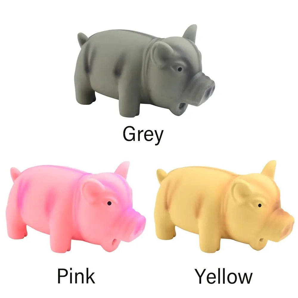 “Latex Squeaky Pig Chew Toy – Grunting Dog Toy for Dental Health & Fun”
