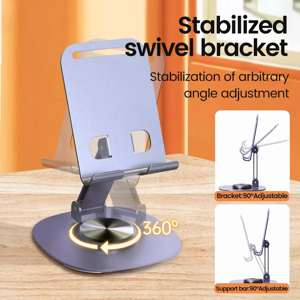 Elough 360° Rotation Metal Tablet & Phone Holder – Universal Folding Desktop Stand