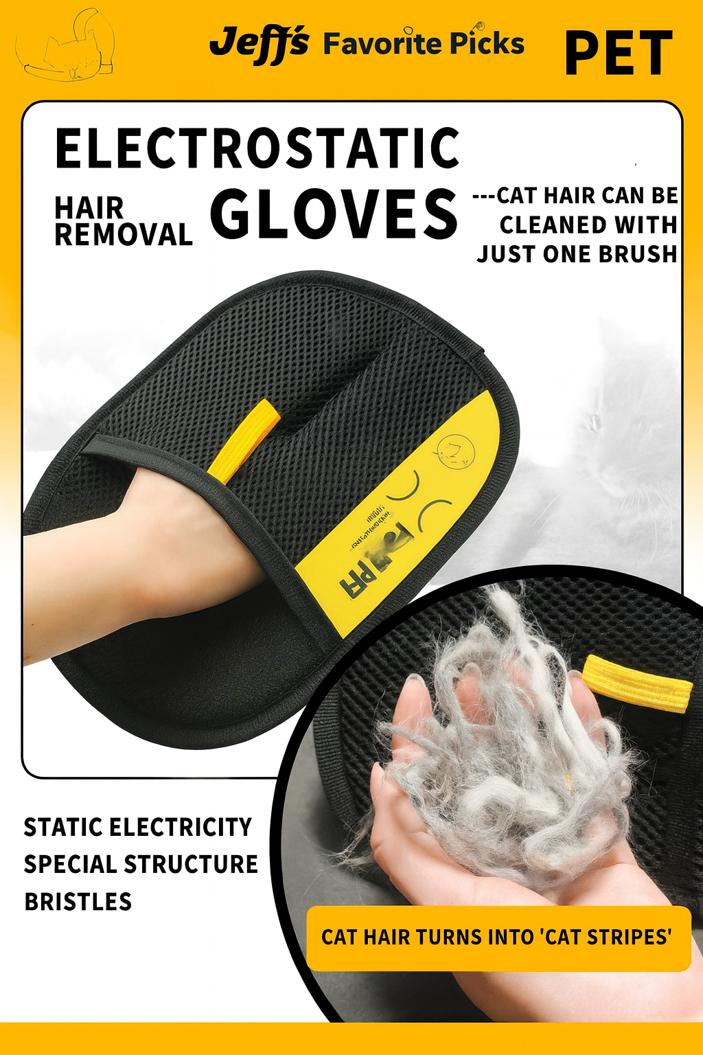 Effortless Pet Hair Removal with Electrostatic Gloves